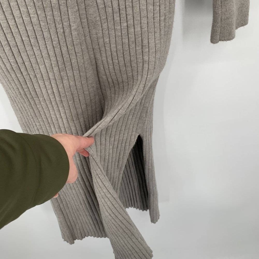 WAYF BFF Hollie midi ribbed sweater dress gray tie keyhole back new Medium - Picture 3 of 6